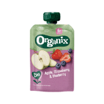 organix knijpfruit appel, aardbei en bosbessen 6+m bio, 100 gram