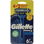 Gillette Sensor 3 Comfort Wegwerpmesjes, 6 stuks