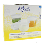 Difrax Voeding Bewaarbakjes, 6 stuks