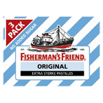 fishermansfriend original extra sterk suikervrij 3-pack, 3x25 gram