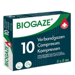 Biogaze Verbandgazen/kompressen 5 X 5cm, 10 stuks