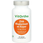 vitortho zink bisglycinaat 15mg en koper 250mcg, 60 veg. capsules