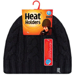 Heat Holders Ladies Cable Hat One Size Black, 1 stuks