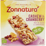 zonnatura notenreep cashew cranberry bio, 75 gram