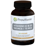 proviform vitamine k2 100mcg & d3 75mcg, 120 veg. capsules
